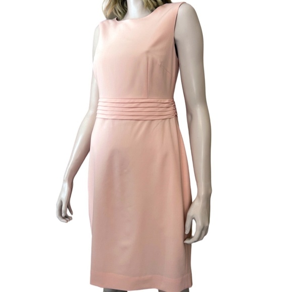 J. CREW 365 Dress Refined Wool Blend Pale Pink Sleeveless Sheath Pleated Waist - Picture 5 of 14